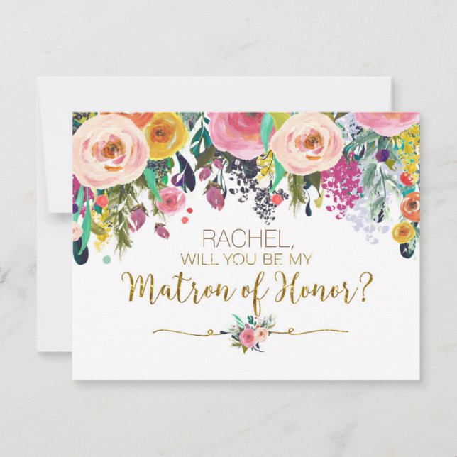 Invitation S'est levée la volonté florale que vous soyez ma (Devant)