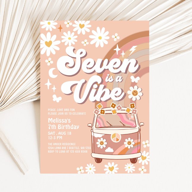 Invitation Seven est Vibe Daisy Beige Cream Rainbow Anniversa (Créateur téléchargé)