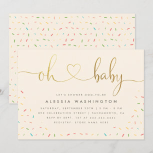Invitation Sexe Elegant Gold Script Oh Baby shower
