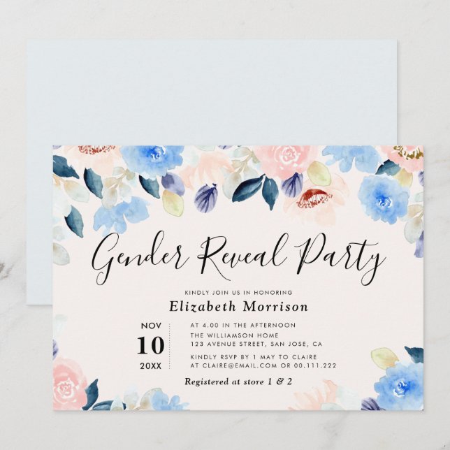 Invitation sexe floral révéler l'invitation de la partie (Devant / Derrière)