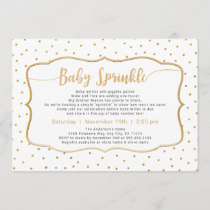 Invitation Sexe Neutre Bébé Parsemer avec des confettis en or