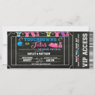 Invitation Sexe Révéler Football Billet Touchdown ou Tutus