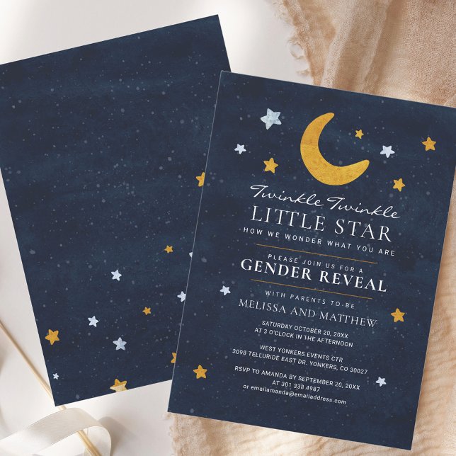 Invitation Sexe Révéler Twinkle Little Moon Star (Gender Reveal Twinkle Little Moon Star Invitation)