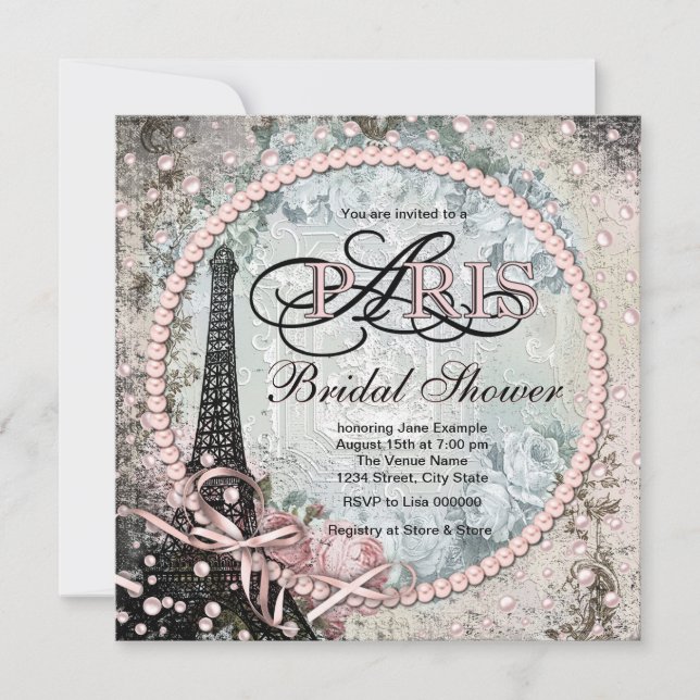 Invitation Shab Chic Paris Fête des mariées (Devant)