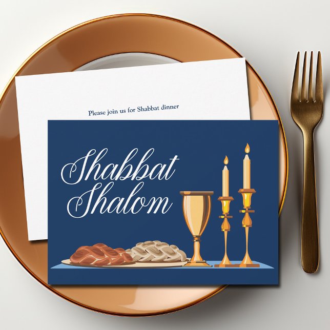 Invitation Shabbat Shalom Famille Juive Bleu Dîner Personnali (Créateur téléchargé)