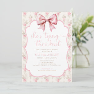 Invitation Shabby Chic Bow She's Tying the Knot Fête des mari