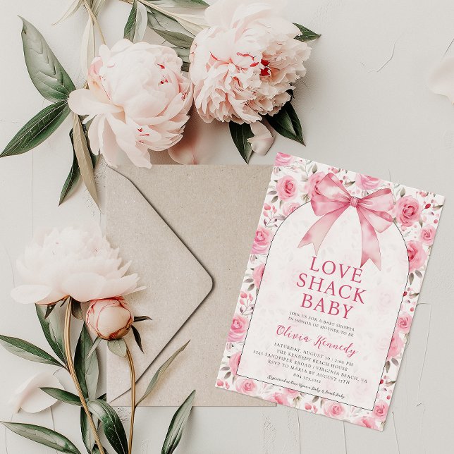 Invitation Shabby Chic Coquette Pink Love Shack Baby shower (Love Shack Baby Shower Invitation)