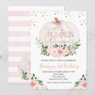 Invitation Shabby Chic Fall Citrouille 1er anniversaire Invit