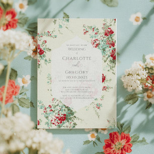 Invitation Shabby chic floraux Mariage