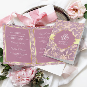 Invitation Shabby Chic Lavande Or Floral Mariage Musulman