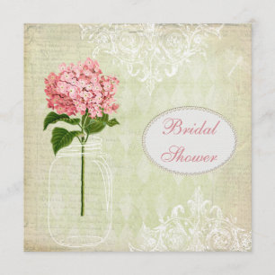 Invitation Shabby Chic Mason Jar et Hydrangea Fête de l'marié