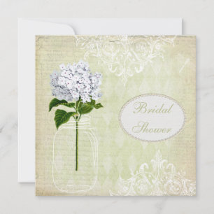 Invitation Shabby Chic Mason Jar et Hydrangea Fête de l'marié