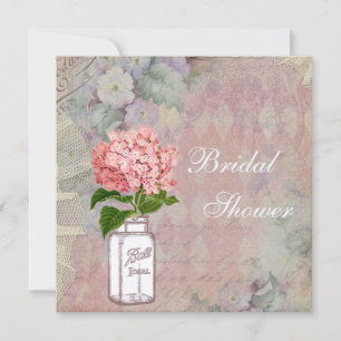 Invitation Shabby Chic Mason Jar et Hydrangea Fête de l'marié