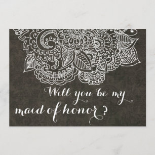 Invitation Shabby Chic Vintage Brown Paisley Maid Of Honor