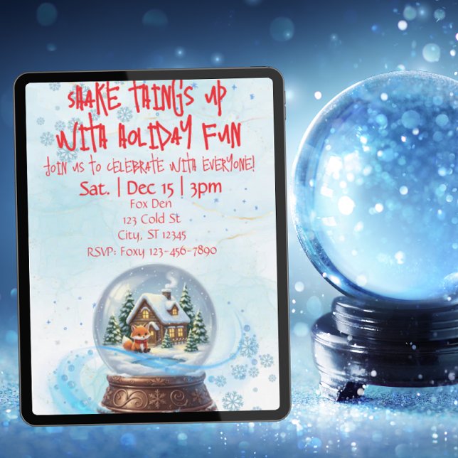 Invitation Shake Things Up Holiday Fun, Snow Globe Fox  (Créateur téléchargé)
