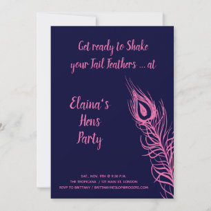 Invitation Shake your Tail Feathers Hens Party fuchsia & mari