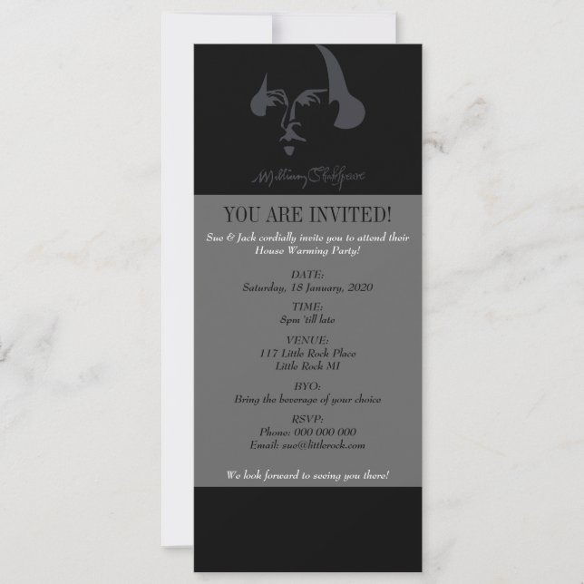 Invitation Shakespeare simple avec la signature (Devant)