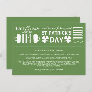 Invitation Shamrock and Beer Irish St Patrick's Day Details