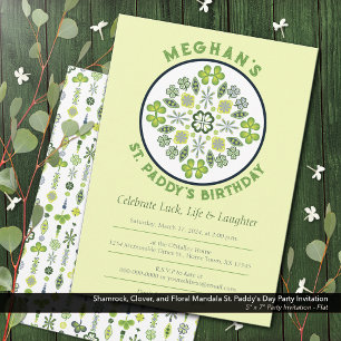 Invitation Shamrock Clover Mandala St. Paddy's Birthday Party