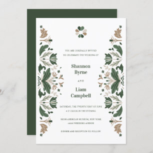 Invitation Shamrock d'art populaire irlandais Mariage celtiqu