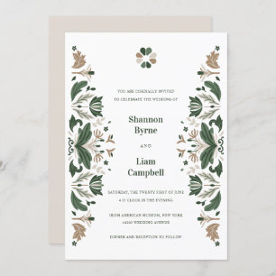 Invitation Shamrock d'art populaire irlandais Mariage celtiqu