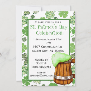 Invitation Shamrock de la fête de St. Patricks Bière verte