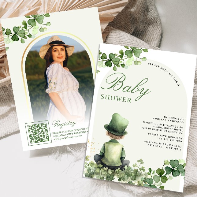 Invitation Shamrock de la Saint Patrick Baby shower Little Ma (Créateur téléchargé)