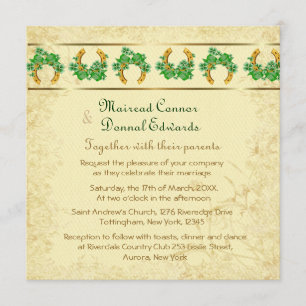 Invitation Shamrock et Mariage irlandais d'or