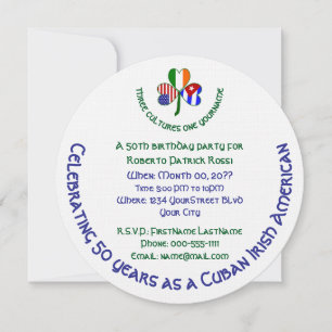 Invitation Shamrock irlandais cubain américain Anniversaire I