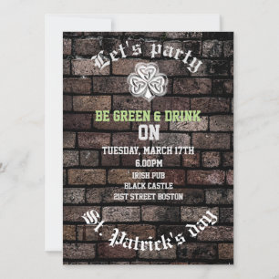 Invitation Shamrock irlandais grundge à la mode mur de brique