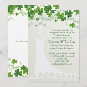 Invitation Shamrock irlandais, Mariage Gown Fête des mariées