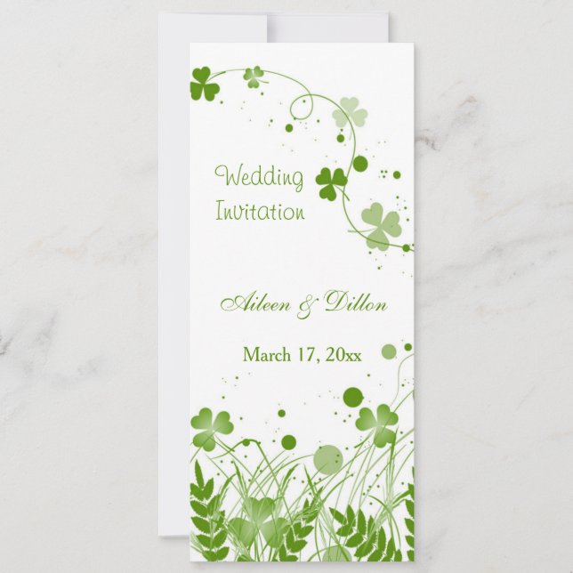 Invitation shamrock irlandais tourbillonnant dans un Mariage  (Devant)
