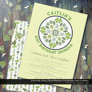 Invitation Shamrock Mandala fête du 21ème anniversaire