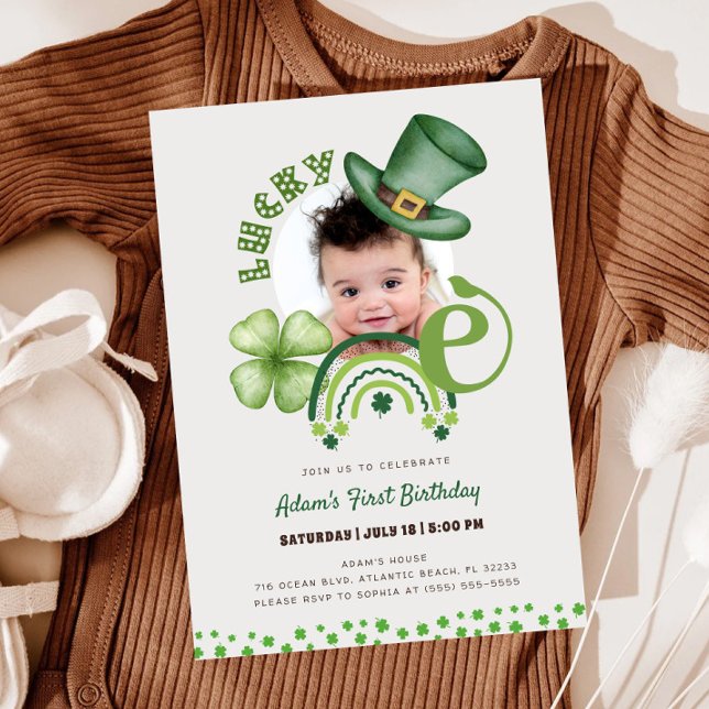 Invitation Shamrock St. Patrick's Day Lucky One 1er anniversa (Créateur téléchargé)