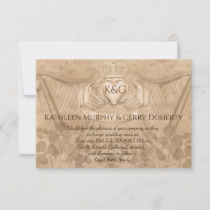 Invitation Shamrock traditionnel irlandais Claddagh Ring & Ha