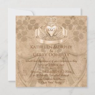 Invitation Shamrock traditionnel irlandais Claddagh Ring & Ha