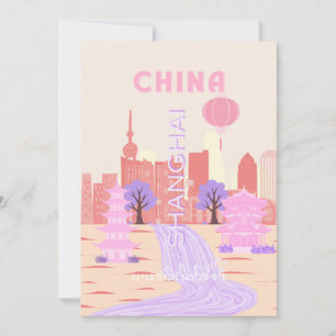 Invitation Shanghai Chine Pastel Voyage Art