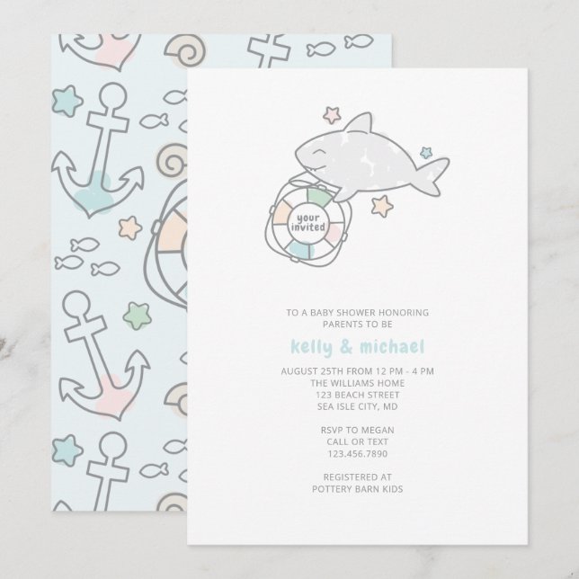 Invitation Shark Ahoy (Devant / Derrière)
