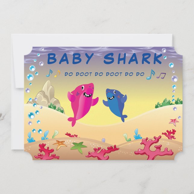 Invitation Shark 🦈 Anniversaire Bébé Ocean Party Enfants Amu (Devant)