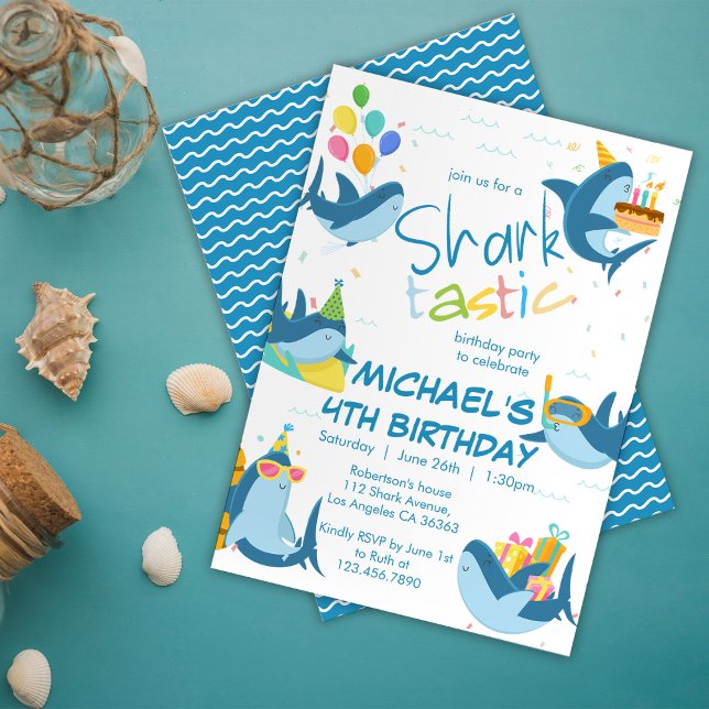 Invitation Shark-Tastic Tous les âges fête d'anniversaire (Créateur téléchargé)
