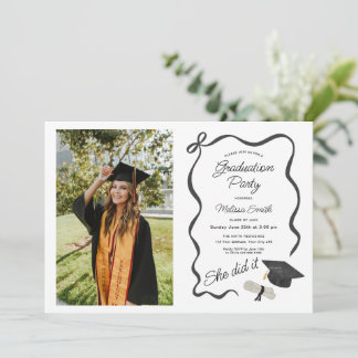 Invitation She Did It Graduation Party Photo