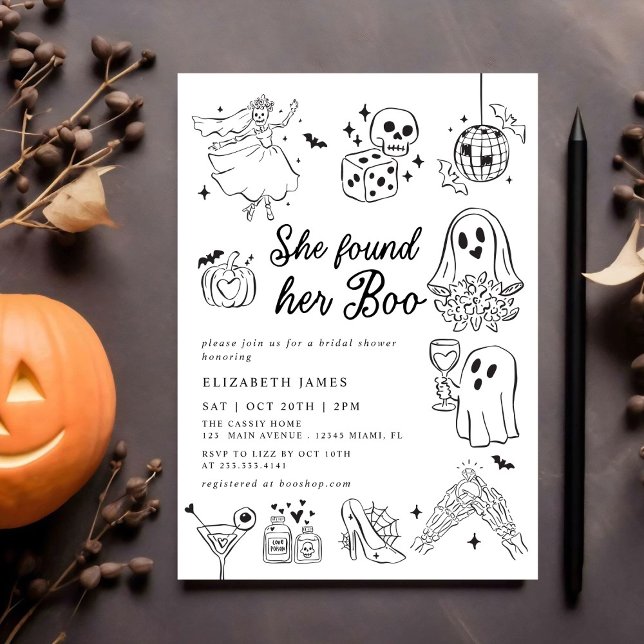 Invitation She Found Her Boo Ghost Floral  Bridal Shower  (Créateur téléchargé)