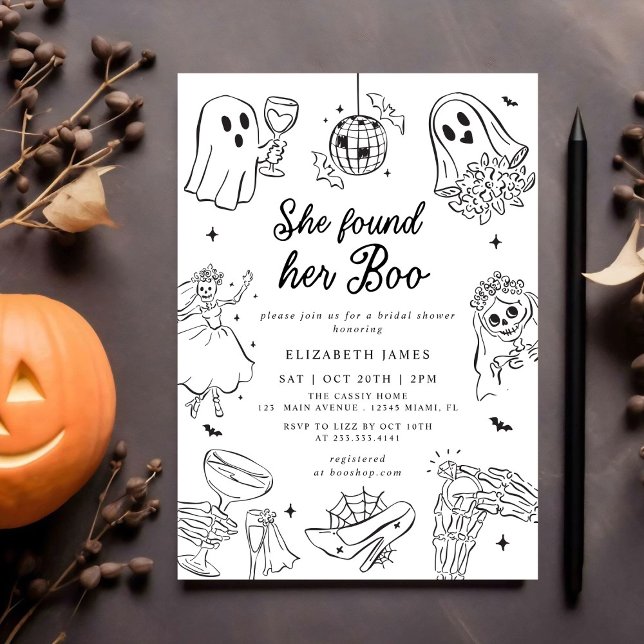 Invitation She Found Her Boo Ghost Floral  Bridal Shower  (Créateur téléchargé)