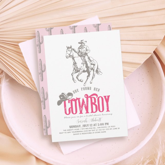 Invitation She Found Her Cowboy Pink Bridal Shower (Créateur téléchargé)