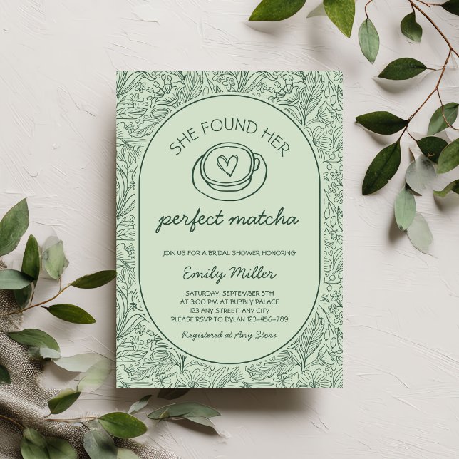 Invitation She Found Her Perfect Matcha Bridal Shower (She Found Her Perfect Matcha Bridal Shower Invitation)