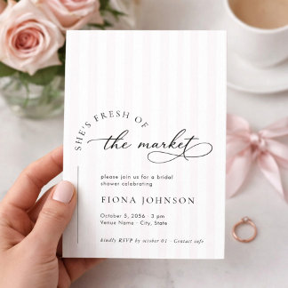 Invitation She Is Fresh Off the Market Stripe Bridal Shower