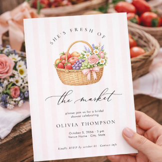 Invitation She’s Fresh Off the Market Stripe Bridal Shower