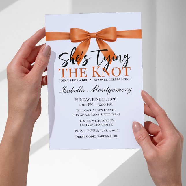 Invitation She’s Tying the Knot Theme Orange Bow (She’s Tying the Knot Theme Orange Bow Invitation
)