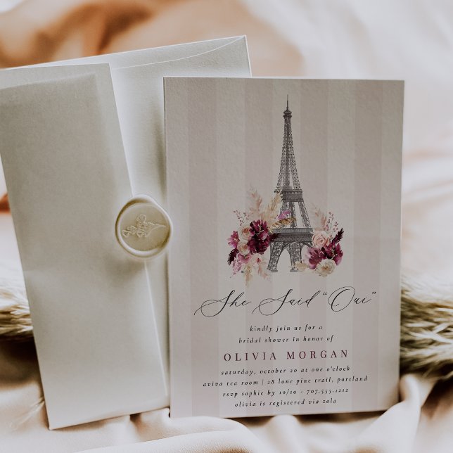 Invitation She Said Oui Blush Floral Paris Bridal Shower (Créateur téléchargé)