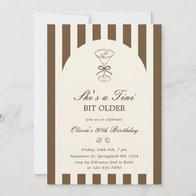 Invitation She's A Tini Bit Older Coffee Martini Birthday (Devant)